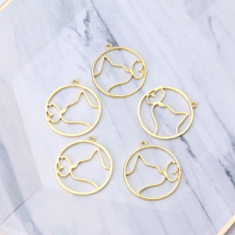 Mặt dây bezel thiết kế hình mèo và chú cún dễ thương almf phụ kiện thời trang