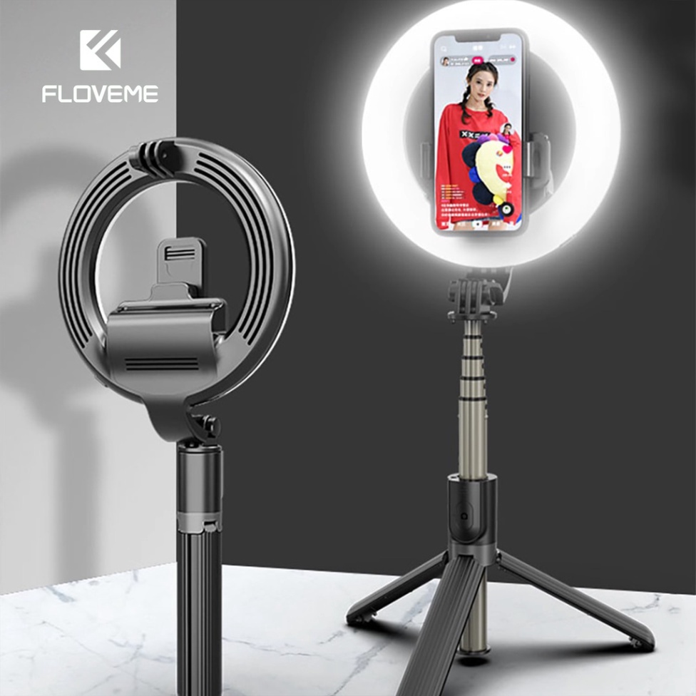 Gậy selfie Floveme -L07 kiêm giá đỡ hỗ trợ Live stream tích hợp vòng đèn Led, Bluetooth 4.0 tiện lợi, Pin 12000 mAh .