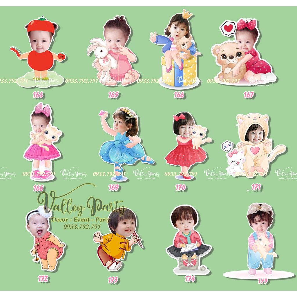 Chibi bé trai, bé gái trang trí sinh nhật, thôi nôi 20-35cm dễ thương