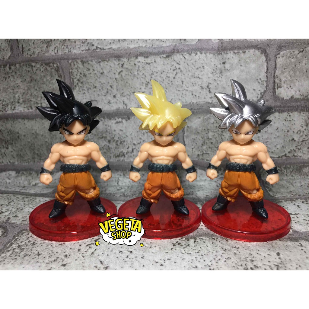 Mô hình Dragon Ball - Set 3 mô hình SonGoku Son Goku SSJ Ultra Instinct bản năng vô cực tóc bạc - WCF - Cao 7cm
