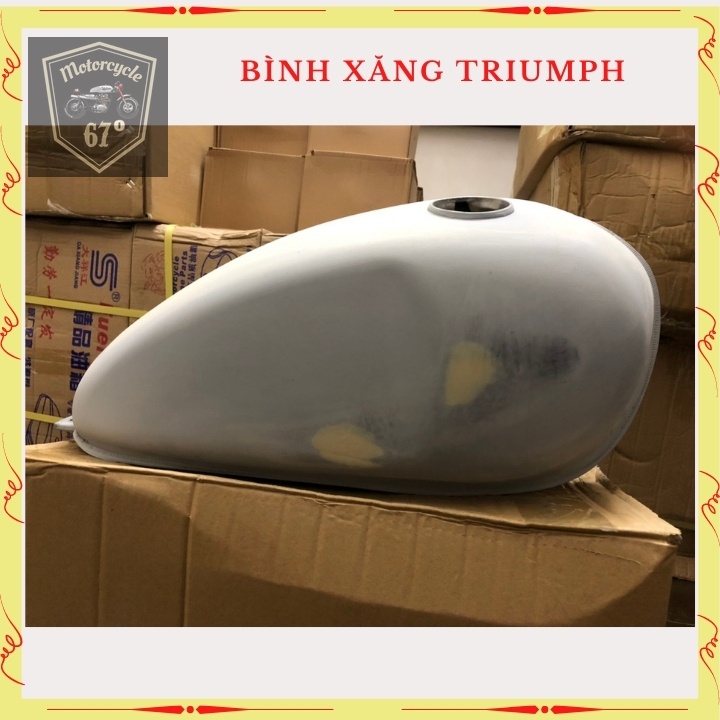 Bình xăng Trium, thùng xăng lớn độ xe Classic cafe racer , 67.. dung tích hơn 9 lít, bả sẵn matit, chỉ việc sơn