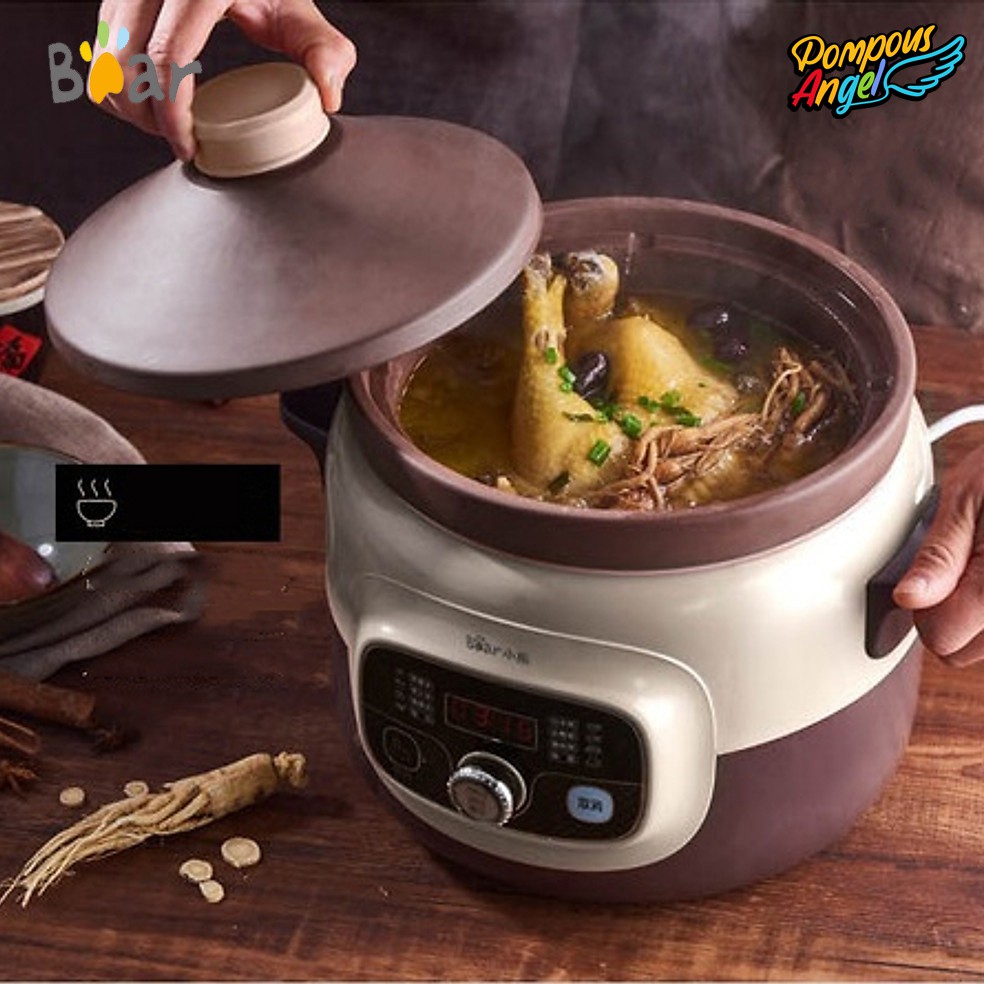 Nồi nấu hầm cháo chậm BEAR DDZ-D40N6 4L gốm tử sa cách thủy, chưng yến, kho cá cao cấp bảo hành 12 tháng
