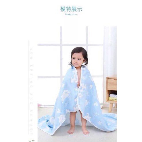 Khăn tắm sợi tre Lele 4 lớp bo viền họa tiết mới (khăn 2 mặt)