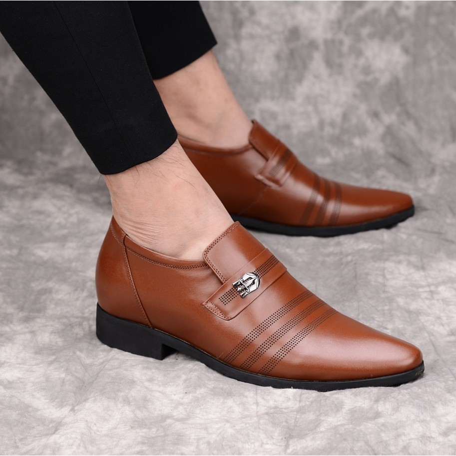 Giày nam công sở da bò tăng chiều cao ISHOESVN IS219