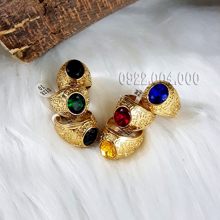 Nhẫn mỹ thép titan không gỉ bản màu vàng.