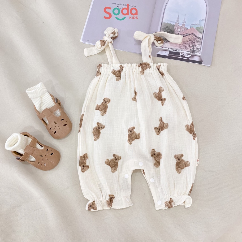 Yếm quần bé gái SODA KIDS thiết kế nơ buộc dây Hàn Quốc