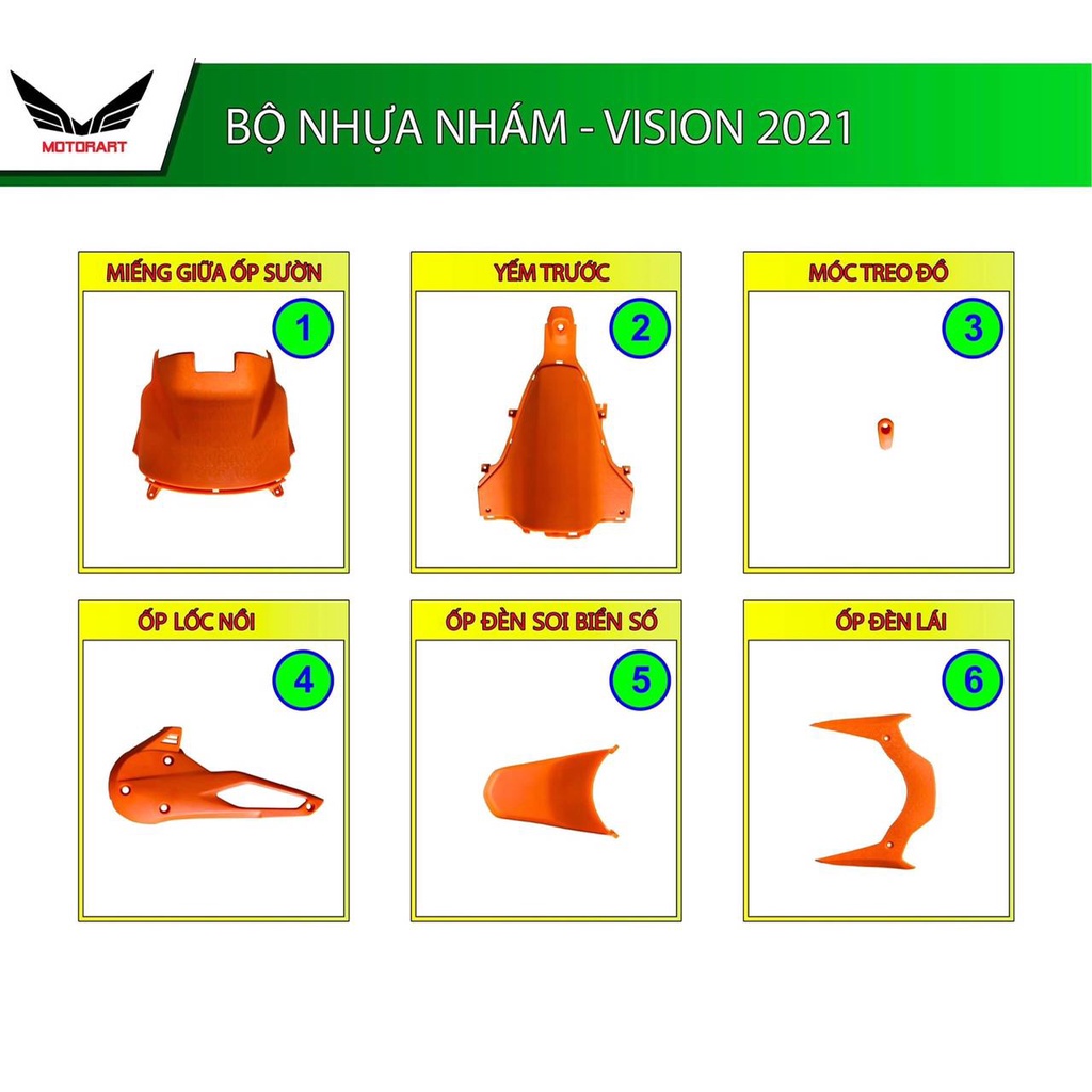 Bộ dàn áo nhựa cam Vision 2021 (6 món).