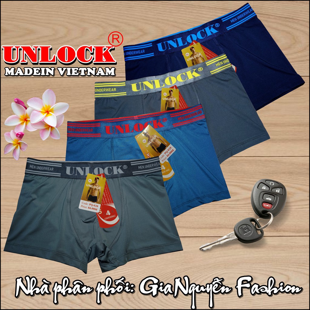 Combo 4 Quần Boxer Thun lạnh - Hàng Unlock, Thương hiệu Việt Nam cao cấp