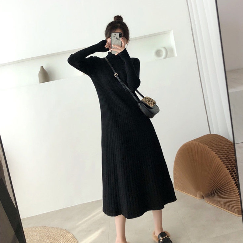 Đầm Sweater Dệt Kim Dáng Chữ A Cổ Cao Thiết Kế Trẻ Trung Cá Tính