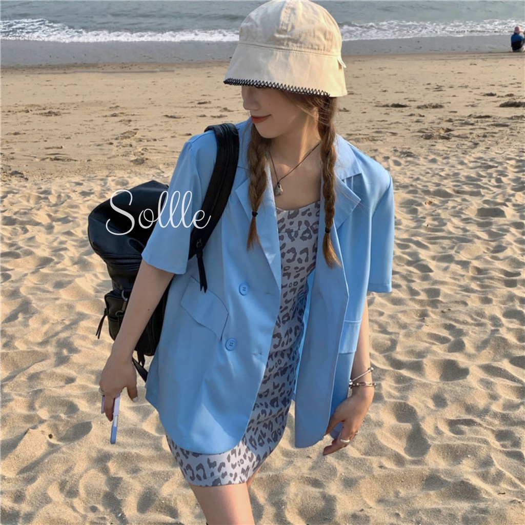 𝐓𝐡𝐚𝐧𝐡 𝐥𝐲́ 𝐱𝐚̉ 𝐤𝐡𝐨 Áo blazer ngắn tay áo vest cộc tay form rộng nhiều màu Sollle
