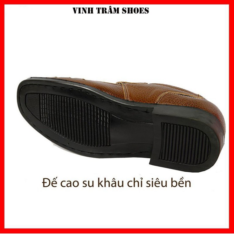 Giày da nam hè lỗ thoáng chất liệu da bò thật đế cao su chống trơn trượt đủ size từ 38 - 43 [ Hoàn xu ]