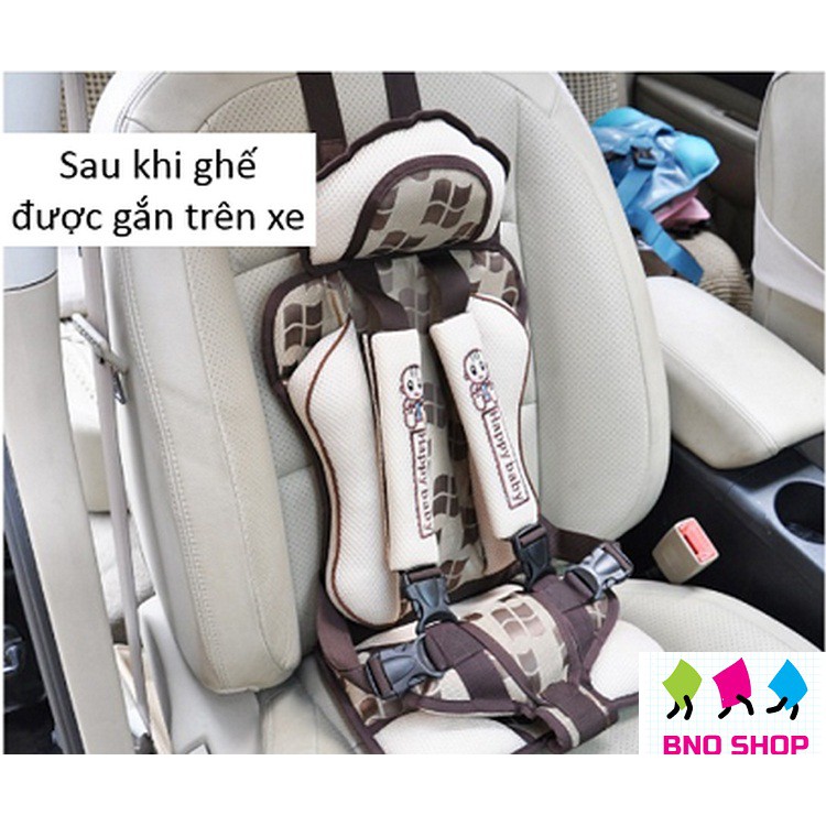 Ghế ngồi phụ dày đa năng trên xe hơi, ô tô bảo vệ an toàn cho bé từ 9 tháng - 7 tuổi (dưới 25kg) _ DLB02 (Kem hoa văn)