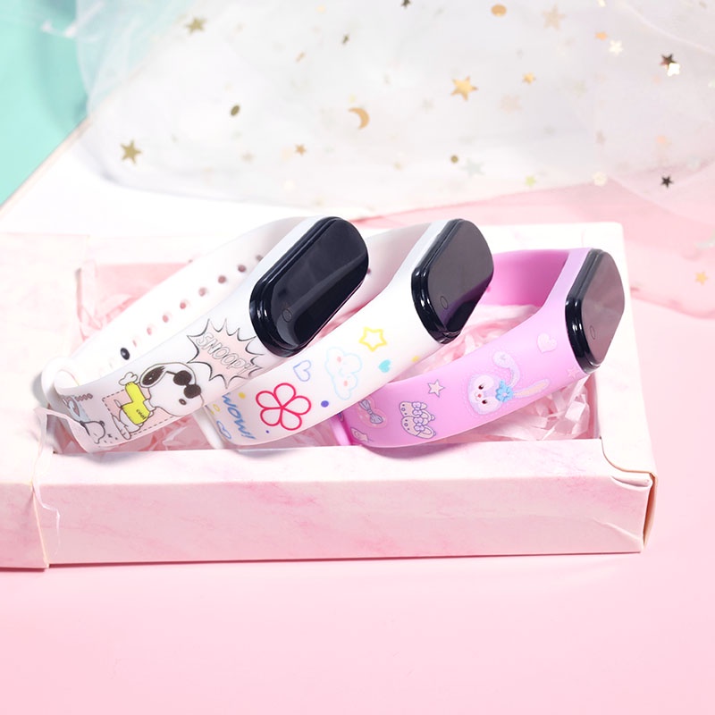 Đồng Hồ Đeo Tay Thông Minh Màn Hình Kỹ Thuật Số Có Đèn Led Dây Silicon In Họa Tiết Hoạt Hình Chống Thấm Nước Cho Bé