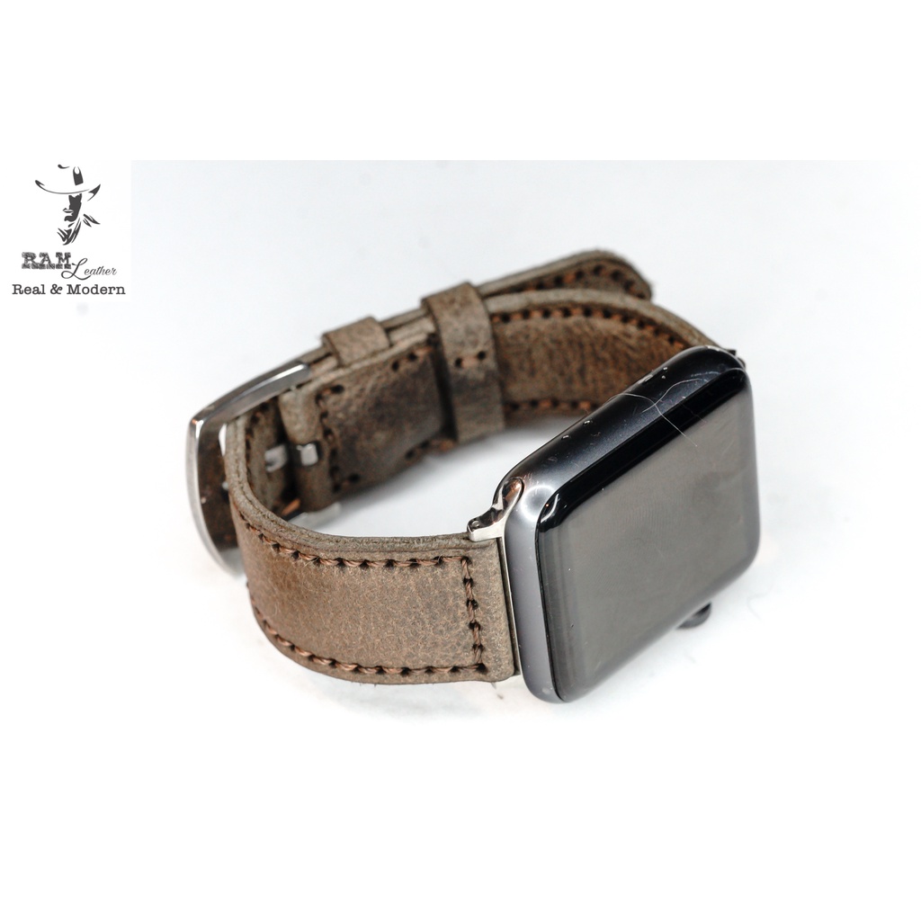 Dây apple watch da bò sáp vân hạt handmade bền chắc cực đẹp RAM Leather bauhaus 1959 - Tặng khóa chốt và adapter