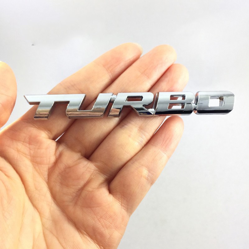 Logo biểu tượng bằng kim loại thiết kế chữ Turbo trang trí xe hơi độc đáo