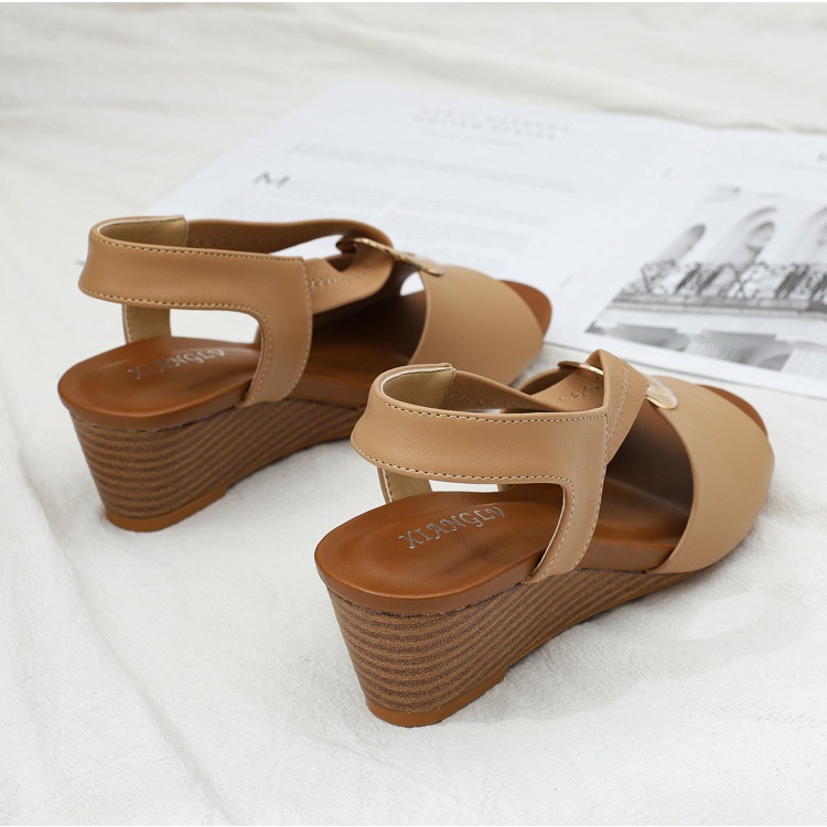 Giày sandal đế xuồng quai phối thun tiện lợi và thời trang, gót 5cm