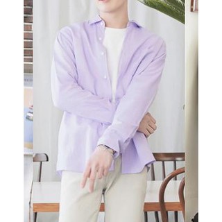 Áo sơ mi nam dài tay-tím nhạt vải cotton