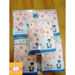 Khăn 2 lớp mặt lông và xô hộp 6 chiếc in bông Fany QUẬN 3