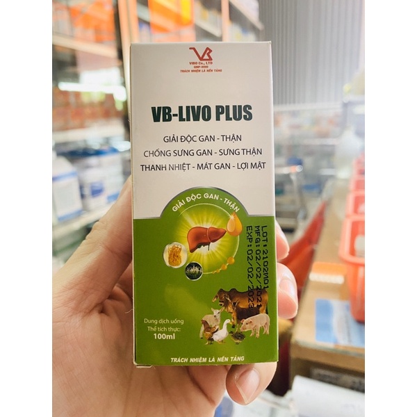 Giải độc gan, thận, chống sưng gan, thận, thanh nhiệt mát gan, lợi mật VB - LIVO PLUS cho chó, mèo, heo, gà, vịt, dê,cá
