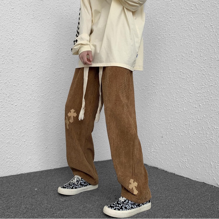 ♞AFF LIGA♞ Quần dài thể thao ống rộng lưng thun co giãn phong cách hiphop đường phố thời trang cho nam