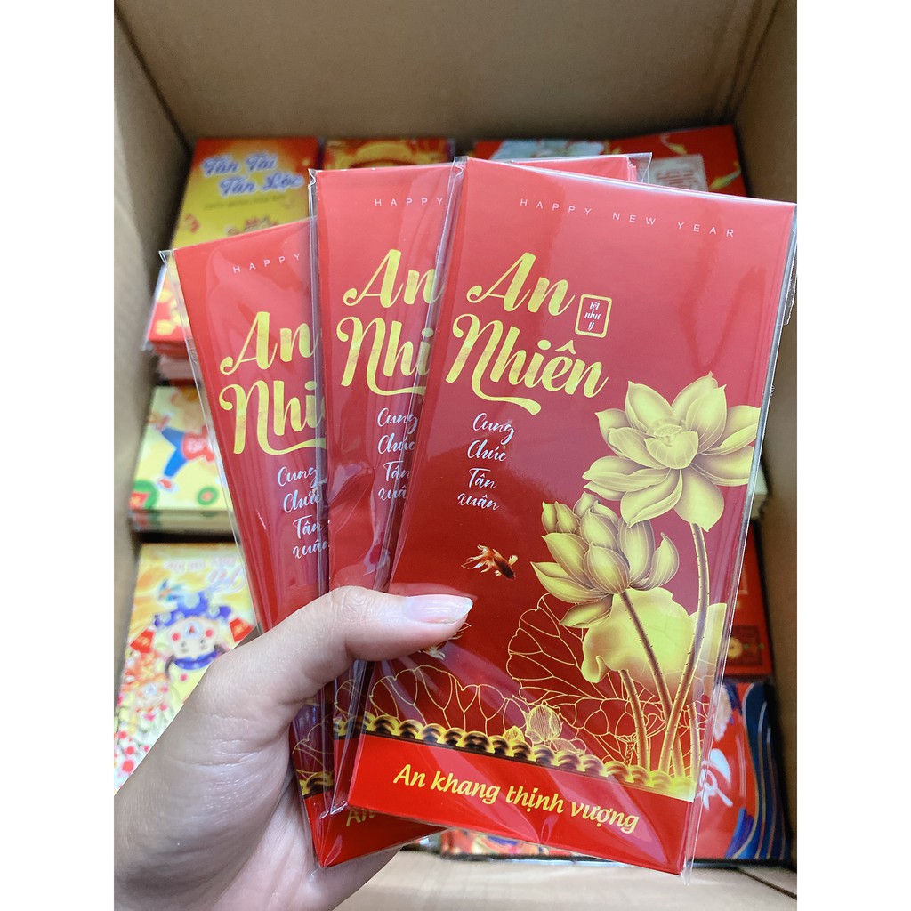 Combo 10 Bao lì xì Tết 2022, phong bao lì xì cao cấp nhiều mẫu đẹp có túi kiếng