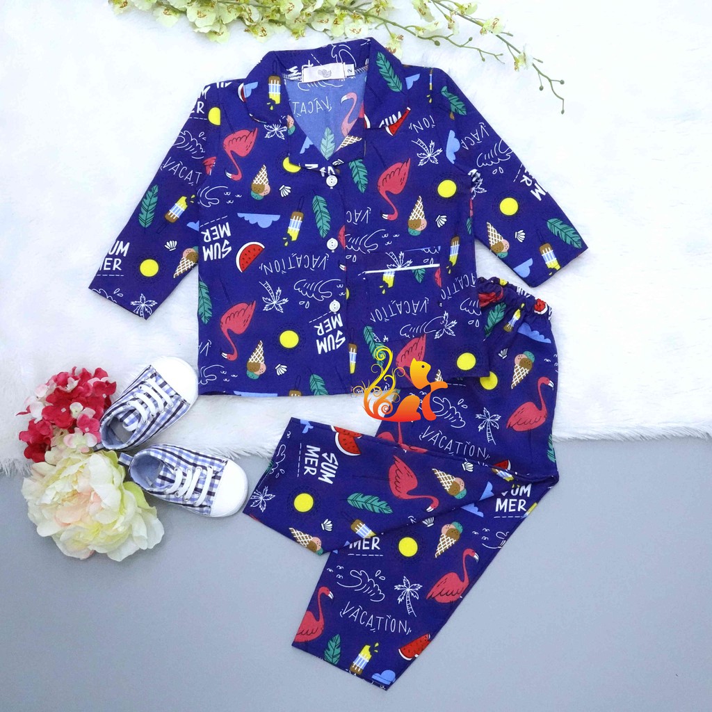 Đồ Bộ Mặc Nhà &quot;Hạc - Summer&quot; Pijama Kate Thái Quần Dài - Cho Bé 8-38kg.