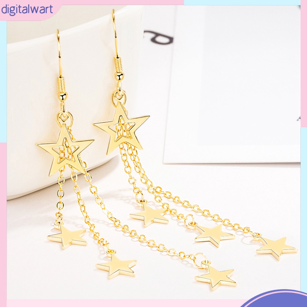 Đôi Khuyên Tai Dài Hình Ngôi Sao Lấp Lánh Thời Trang Cho Nữ