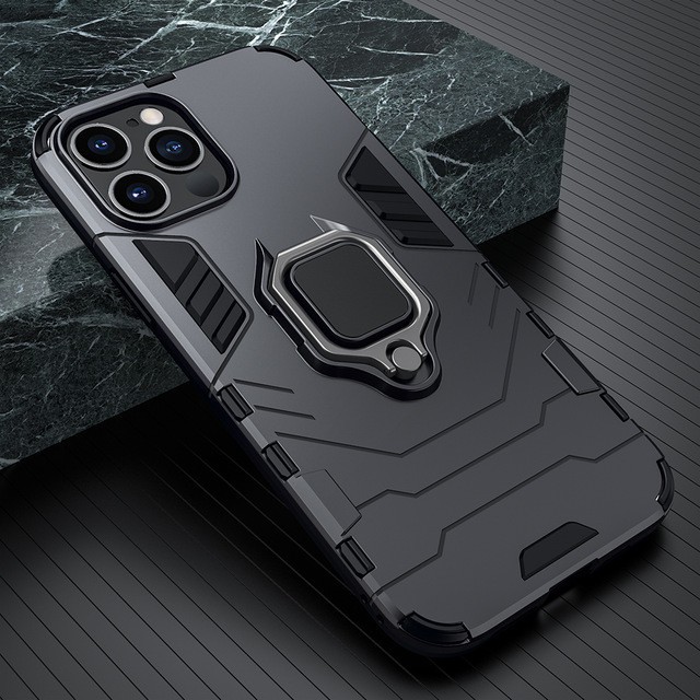 Ốp Điện Thoại Chống Sốc Có Nhẫn Đỡ Xỏ Ngón Tay Cho iPhone 11 12 12 Pro Max