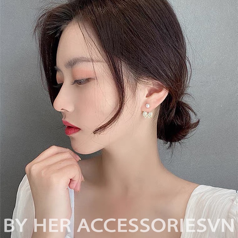 Bông tai, Khuyên tai Nơ điểm hạt trai thanh lịch, Her Accessories H77