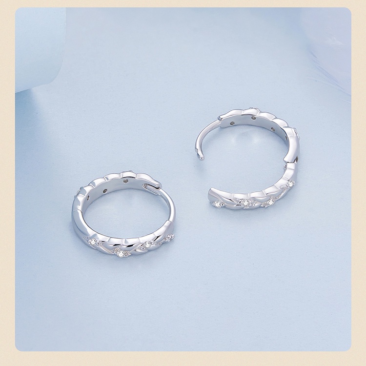 BAMOER Bông Tai bạc 925 HìNh Ngôi Sao / TráI Tim ĐíNh Đá Zircon ThờI Trang