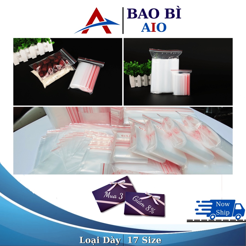 100 Gram (1 lạng) Túi Zip Chỉ Đỏ Loại Dày Nhiều Kích Thước Từ Size Nhỏ Đến Size Vừa