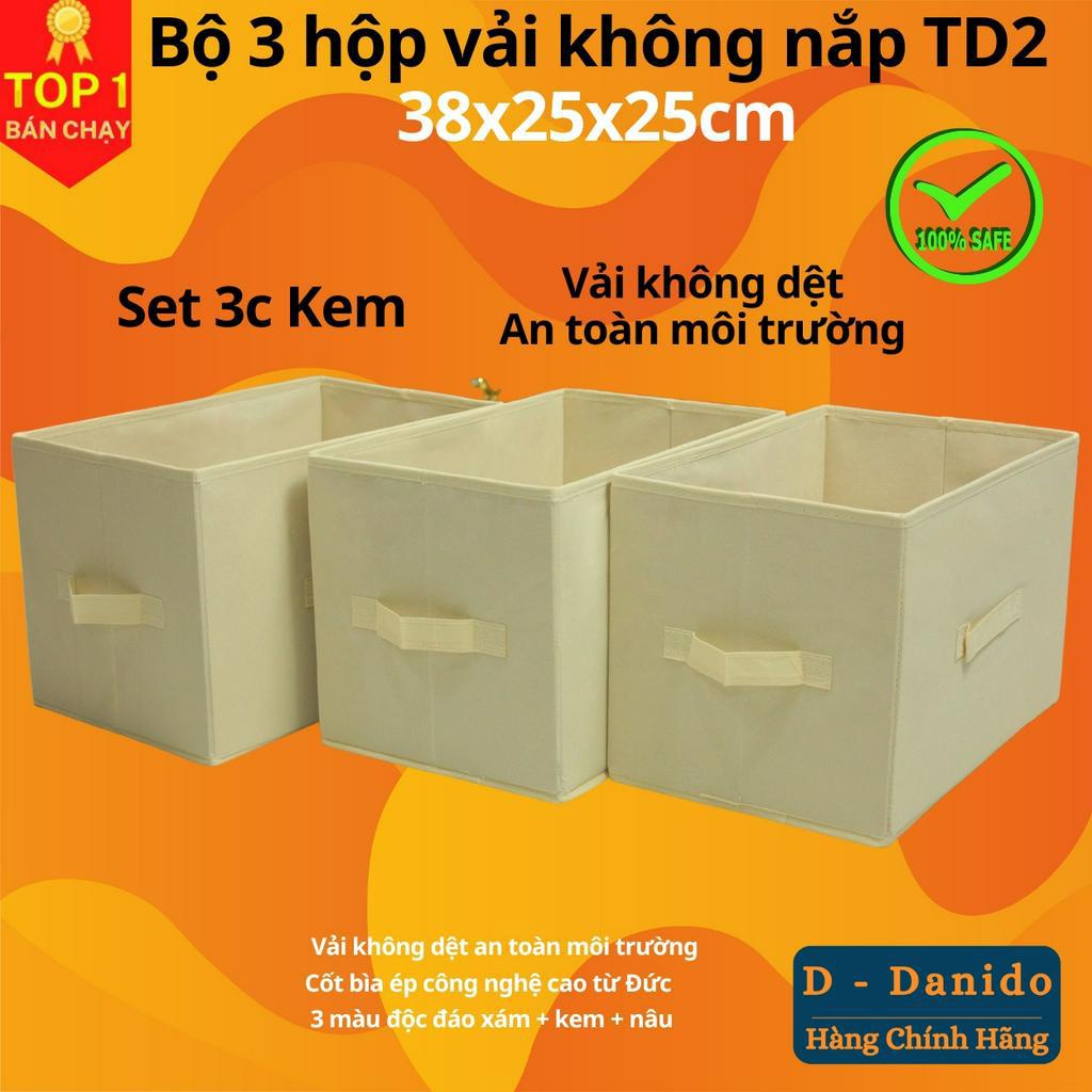 Combo 3 hộp vải đựng đồ đa năng TD2 không nắp phong cách Thụy Điển dung tích 24L - Hàng chính hãng D Danido