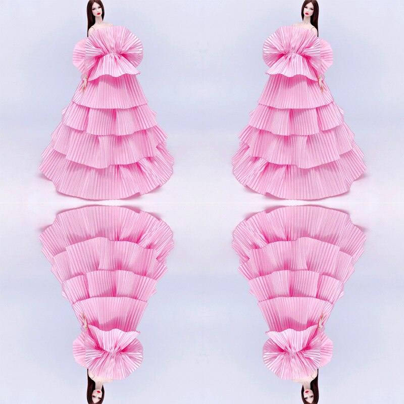 Bộ Trang Phục Họa Tiết Hoa Màu Hồng Thời Trang Dành Cho Búp Bê barbie Tỷ Lệ 1 / 6