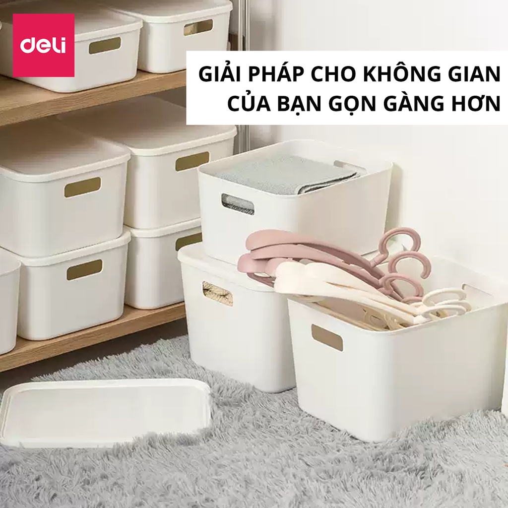 [TẶNG 1 HỘP] Hộp Đựng Đồ Có Nắp Deli Cỡ Siêu Lớn Có Tay Cầm Đa Năng Nắp Đậy Chống Bụi, Hộp Đựng Quần Áo, Đồ Chơi