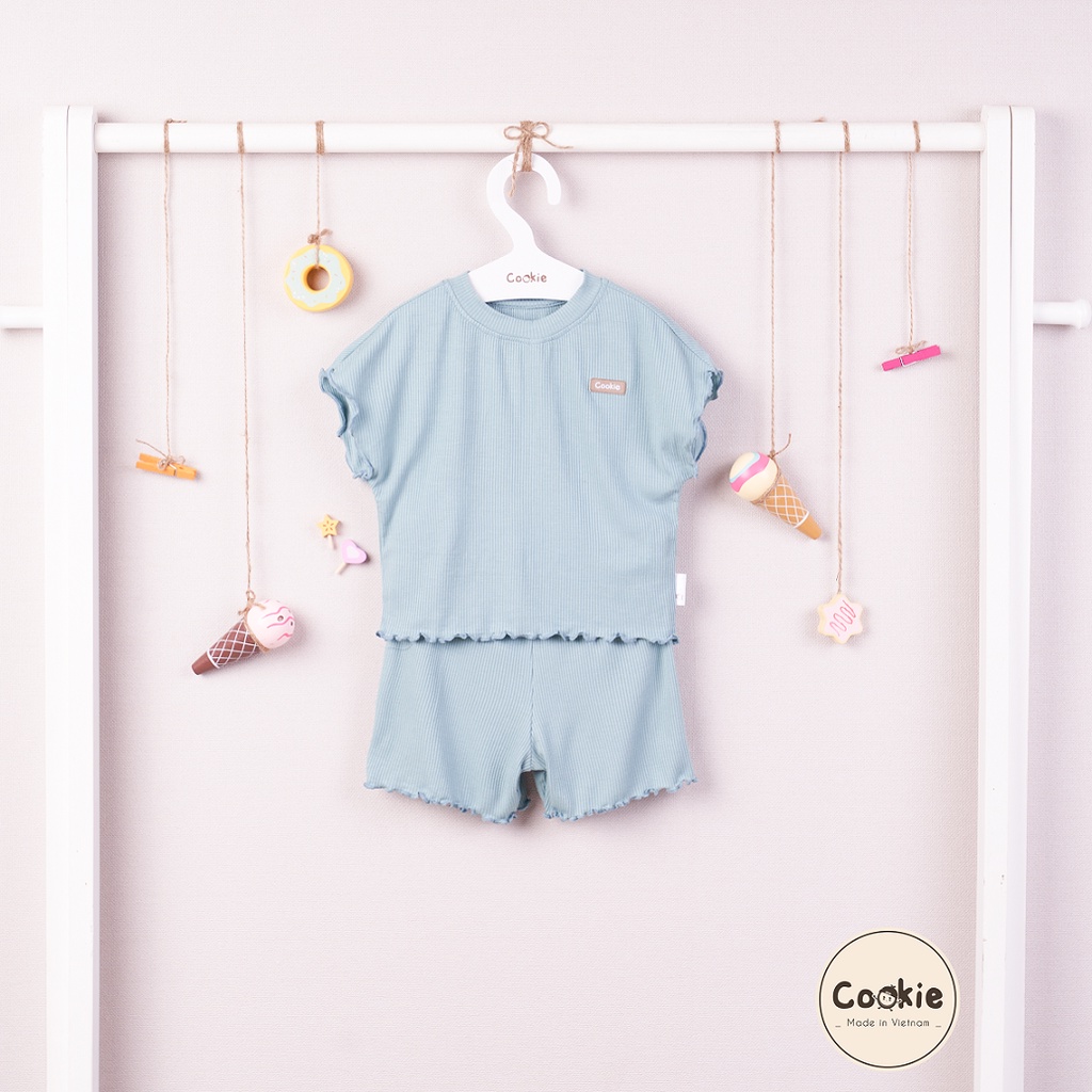 Bộ cộc tay cánh dơi cuốn bèo COOKIE cho bé gái - chất cotton tăm mềm mát