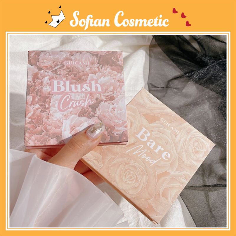 GUICAMI - Bảng phấn mắt nội địa Trung Guicami Nude Rose nhũ lì 9 ô Bare Mood, Blush Crush màu đất siêu xinh, siêu mịn