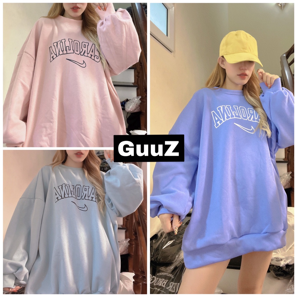 Áo sweater nữ phối logo chữ AROLINA siêu xinh [FREESHIP] Áo thun nữ dài tay 4 màu trắng,hồng,xanh dương,xanh lá GuuZ