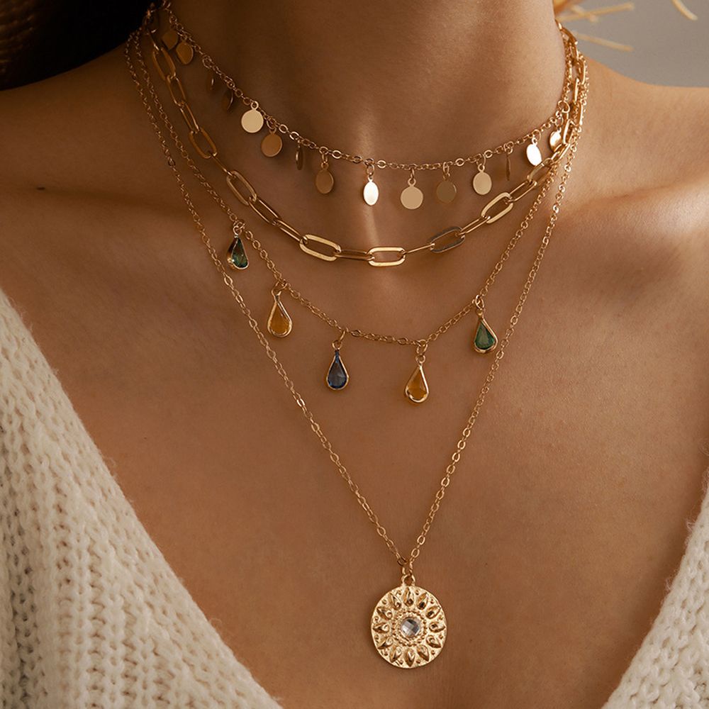 Vòng cổ choker nhiều lớp phối tua rua phong cách Hàn Quốc thanh lịch cho nữ