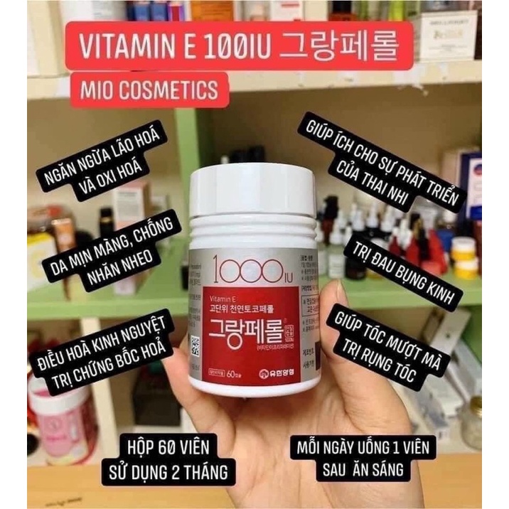 🍀💊💊𝐕𝐢𝐭𝐚𝐦𝐢𝐧 𝐄 1000 UI hàng nội địa Hàn Quốc chính hãng (hộp 60 viên)