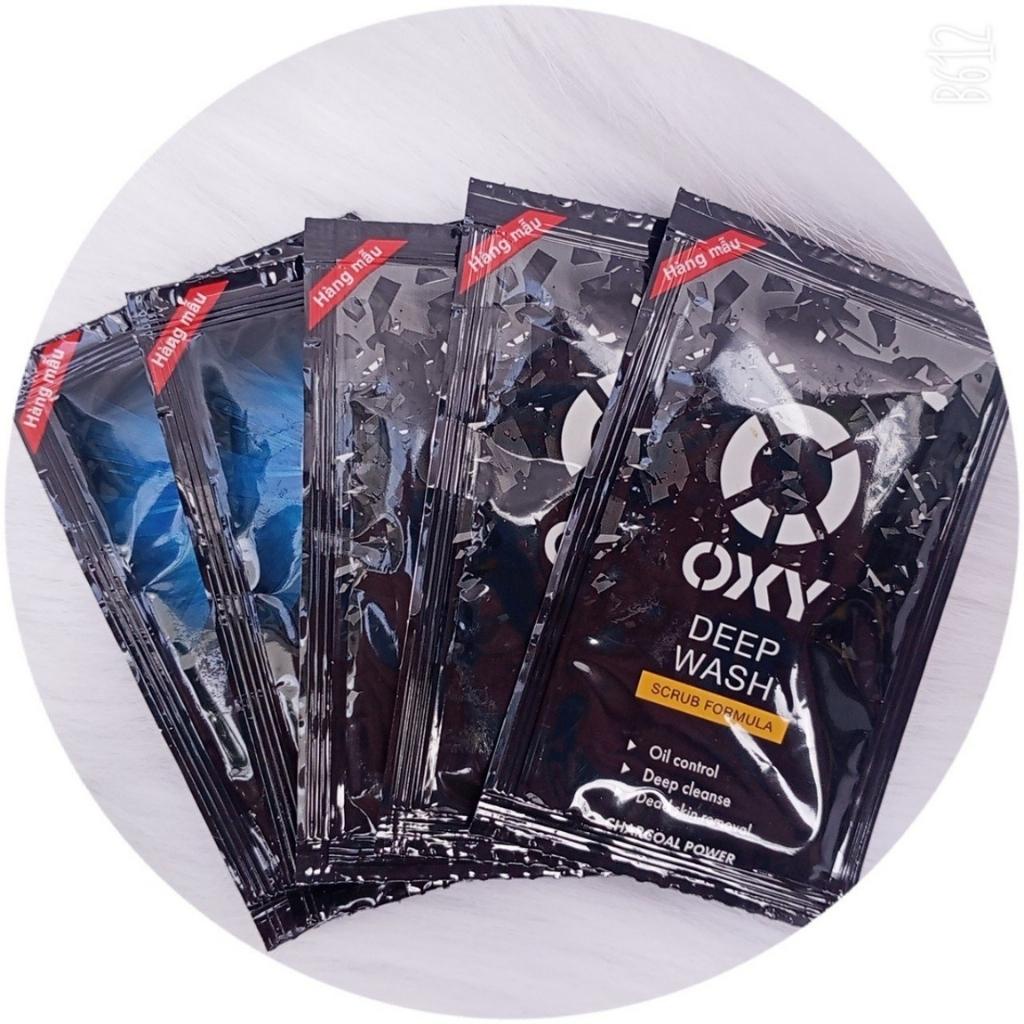 Combo 10 gói Sữa rửa mặt than hoạt tính có hạt sạch nhờn Oxy Deep 3g- HÀNG CHÍNH HÃNG
