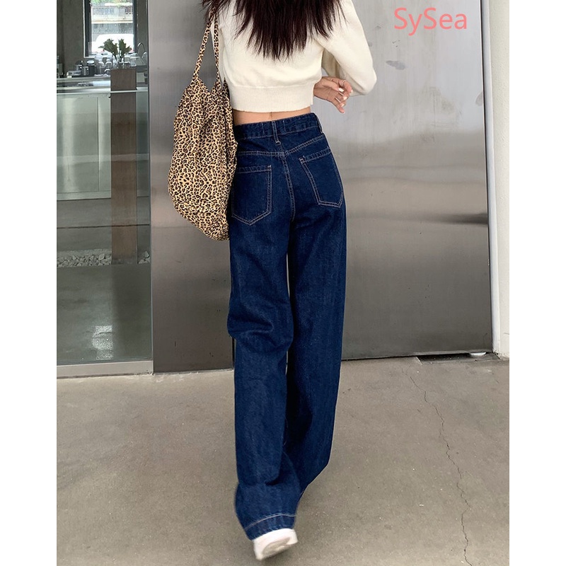Quần Jeans Màu Sắc Đơn Giản Phong Cách Retro Cho Nữ