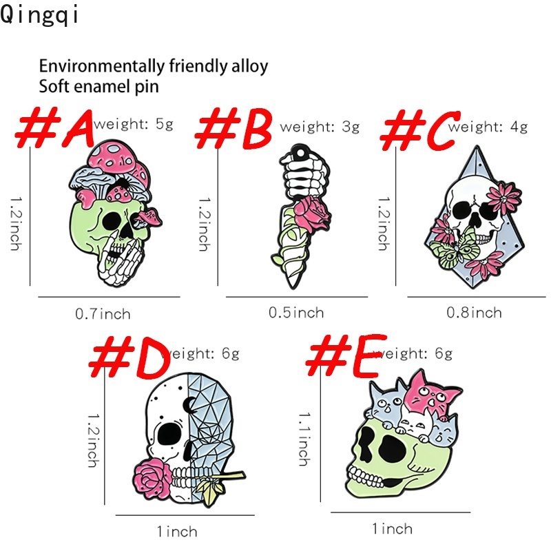 Ghim cài áo Miss Zoe hình đầu lâu hoa hồng nấm rơm sáng tạo phong cách halloween thích hợp làm quà tặng