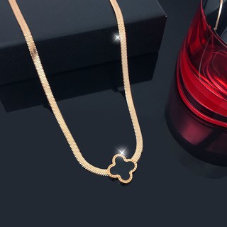 DÂY CHUYỀN TITAN MÌ DẸP MẶT HOA 4 CÁNH LV TN154 @Jenaccessories.vn