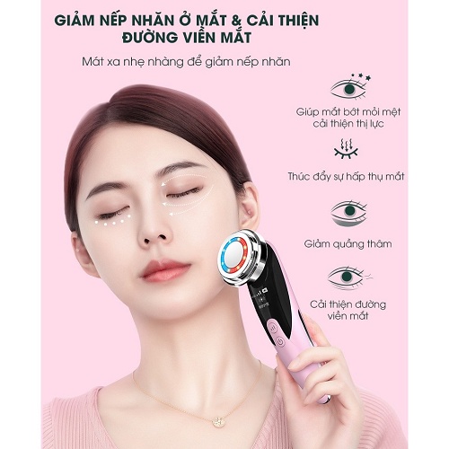 Máy massage mặt cầm tay máy điện di tinh chất ion trẻ hóa da giảm mụn tẩy trang làm ấm nâng cơ mặt hàng chính hãng