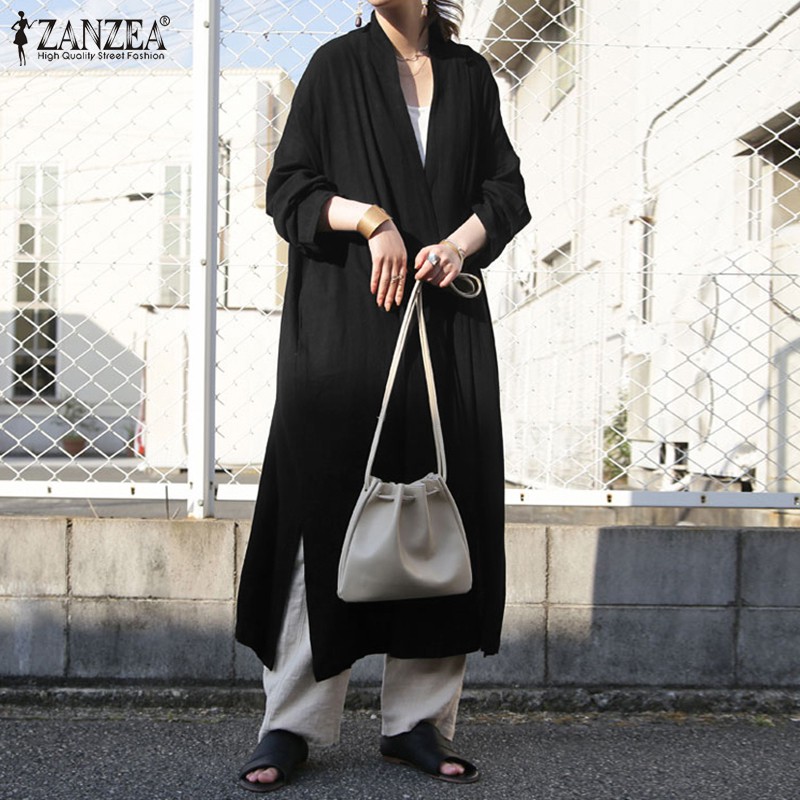 Áo Khoác Cardigan Zanzea Màu Trơn Dáng Dài Thời Trang Đơn Giản | BigBuy360 - bigbuy360.vn