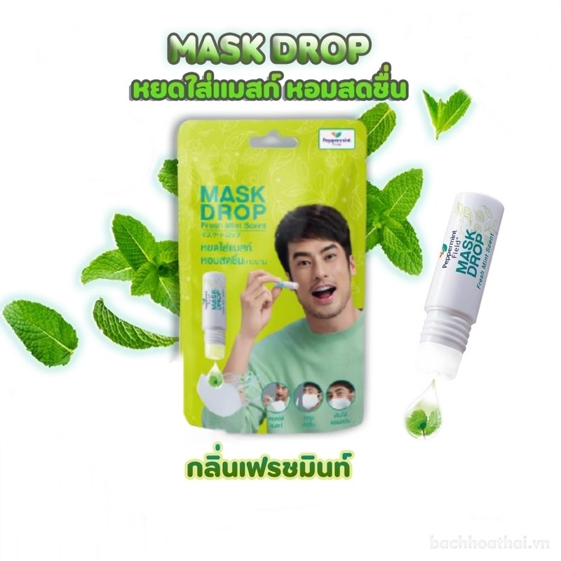 Dầu Bạc Hà Chống Say Tàu Xe, Nhỏ Vào Khẩu Trang Mask Drop Peppermint-Thái Lan