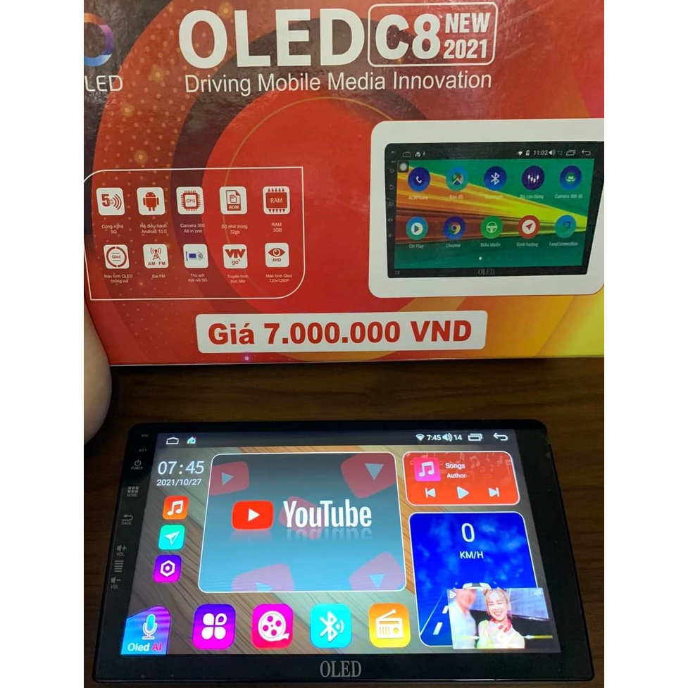 Màn hình android OLED C8 New theo xe Sportage 2017 - 2021  kèm dưỡng và canbus jack nguồn zin theo xe