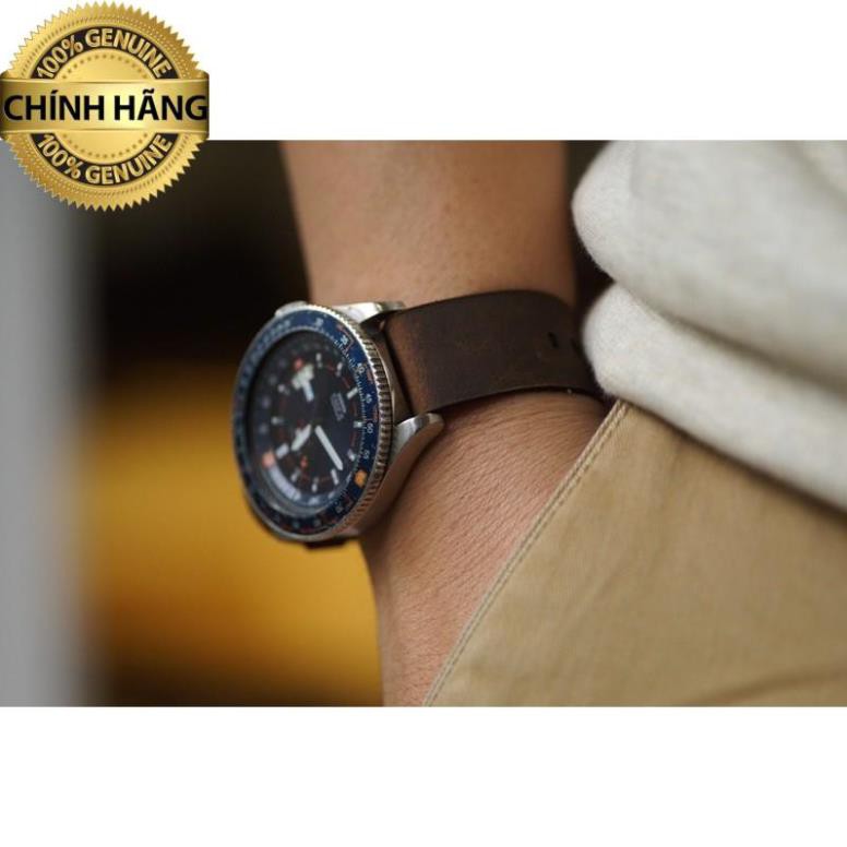 Dây nato da bò sáp ngựa điên cực chất cho Seiko 5 quân đội .