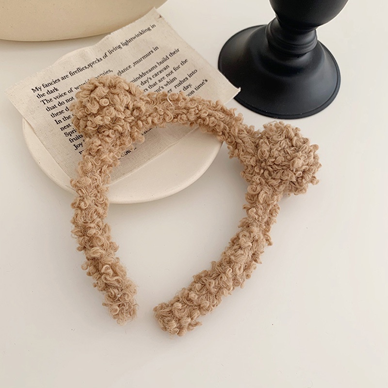 Cute bear ear shaped soft fleece hair clip for women