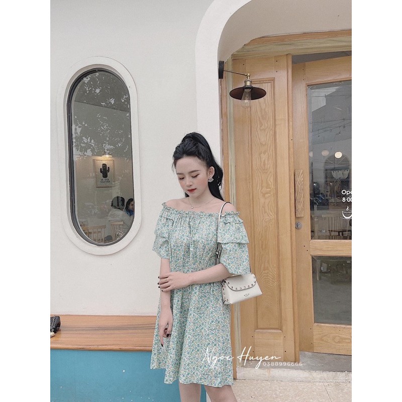 [Hàng Đẹp] Váy Hoa Nhí Trễ Vai Dáng Suông, Đầm Nữ Hoa Nhí Tay Bèo Siêu Xinh Có Ảnh Thật Kèm Video
